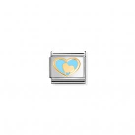 Composable Classic Link Blue Heart-Gold Heart 030283/31
