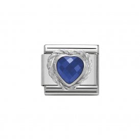 Composable Classic Link "Blue Heart" Silver & CZ 330603/007