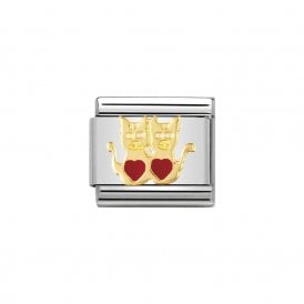 Composable Classic Link "Cats & Hearts" Gold 030248-01