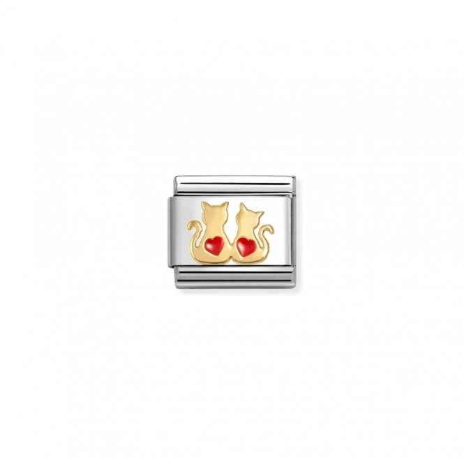 Nomination Composable Classic Link Cats with Red Hearts 030285/70