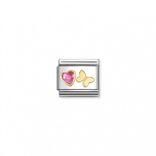 Nomination Composable Classic Link Charm Pink CZ Heart Butterfly 030613/14