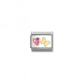 Composable Classic Link Charm Pink CZ Heart Butterfly 030613/14