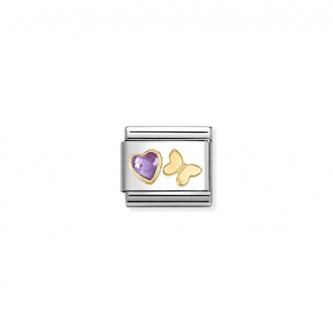 Nomination Composable Classic Link Charm Purple CZ Heart Butterfly 030613/13