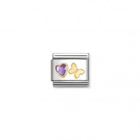 Composable Classic Link Charm Purple CZ Heart Butterfly 030613/13