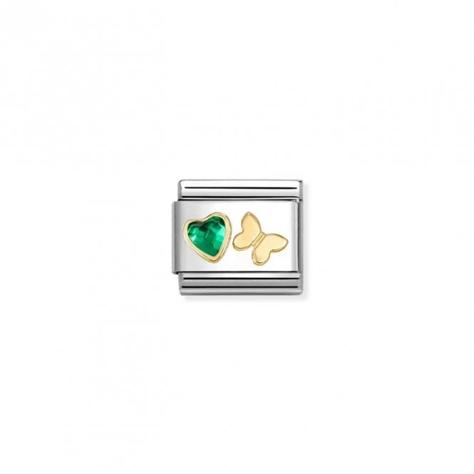 Nomination Composable Classic Link Charm Verde CZ Heart Butterfly 030613/15