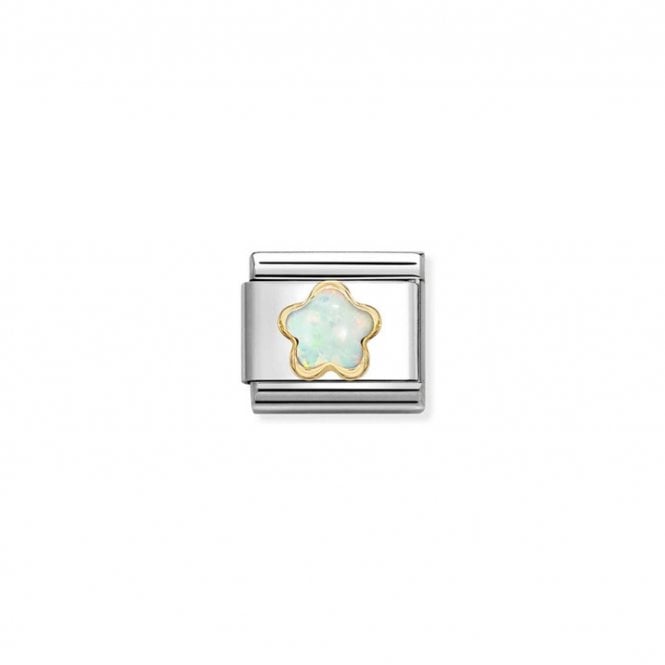 Nomination Composable Classic Link Charm White Opal Flower 030522/07