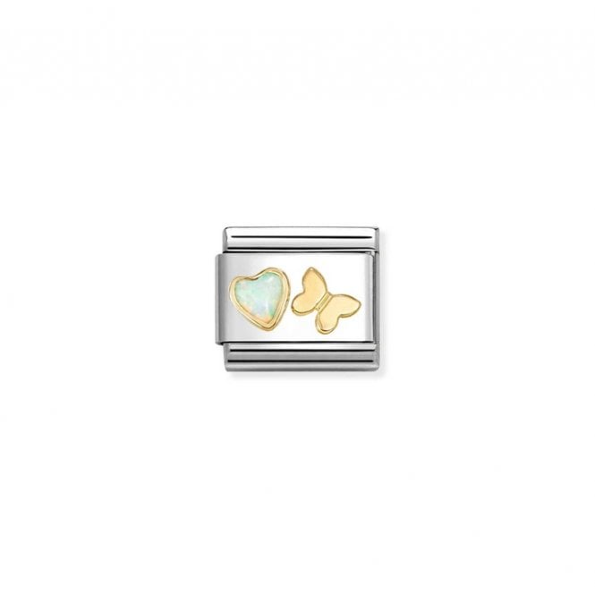 Nomination Composable Classic Link Charm White Opal Heart Butterfly 030523/11