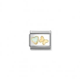 Composable Classic Link Charm White Opal Heart Butterfly 030523/11