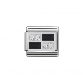 Composable Classic Link "Chessboard Black" Silver CZ 330306-01
