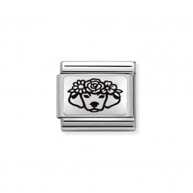 Composable Classic Link "Dog With Flowers" Silver 330111-24
