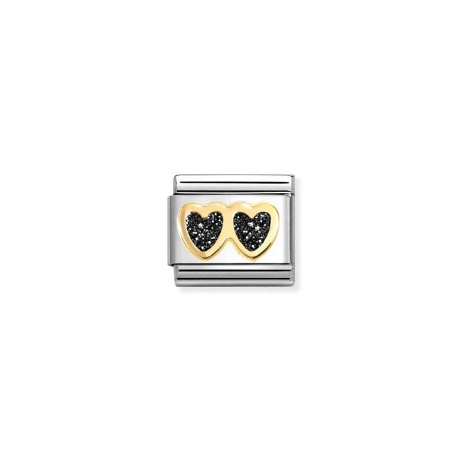 Nomination Composable Classic Link Double Heart Black Glitter 030220/14