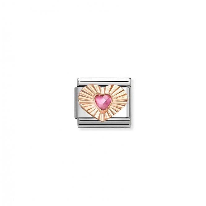 Nomination Composable Classic Link Etched Heart Pink CZ Heart 430610/003