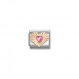 Composable Classic Link Etched Heart Pink CZ Heart 430610/003