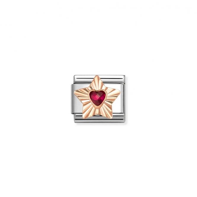 Nomination Composable Classic Link Etched Star Red CZ Heart 430609/005