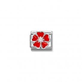 Composable Classic Link Flower Red Stone Charm 330321/20