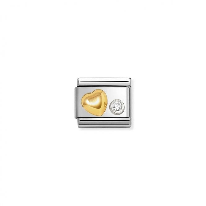 Nomination Composable Classic Link Gold Heart CZ Silver 630301/02