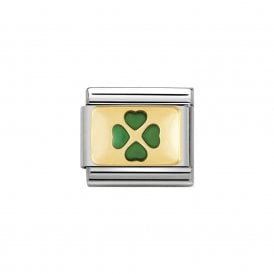 Composable Classic Link "Green Clover" Gold 030206-27