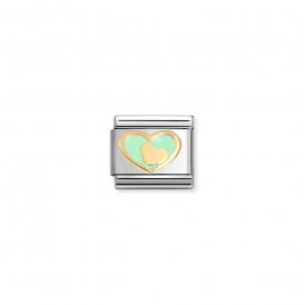 Composable Classic Link Green Heart-Gold Heart 030283/29