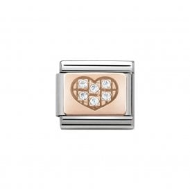 Composable Classic Link "Heart Panel" Rose Gold CZ 430302-01