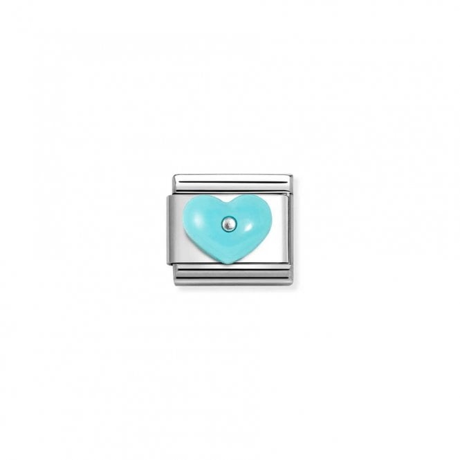 Nomination Composable Classic Link Heart Turquoise Synthetic Stone 330509/16