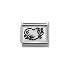Composable Classic Link "Heart With Flowers" Silver 330111-28 