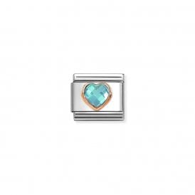 Composable Classic Link Heart with Light Blue CZ 430607/006