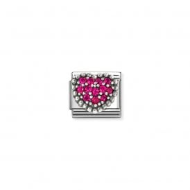 Composable Classic Link Heart with Red CZ 330327/08