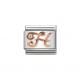 Composable Classic Link "Letter H" Rose Gold & CZ 430310-08
