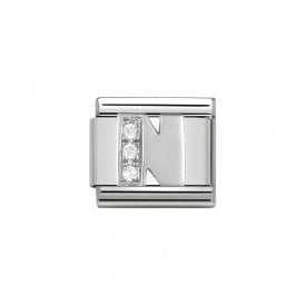 Composable Classic Link "Letter N" Silver & CZ 330301-14