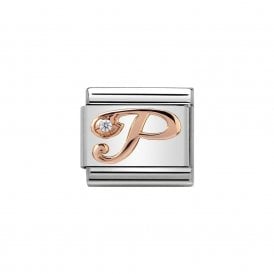Composable Classic Link "Letter P" Rose Gold & CZ 430310-16