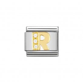 Composable Classic Link "Letter R" Gold & CZ 030301-18