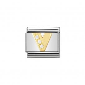 Composable Classic Link "Letter V" Gold & CZ 030301-22