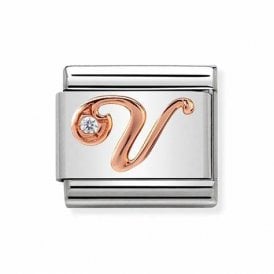 Composable Classic Link "Letter V" Rose Gold & CZ 430310/22