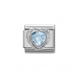 Composable Classic Link "Light Blue Heart" Silver & CZ 330603-004