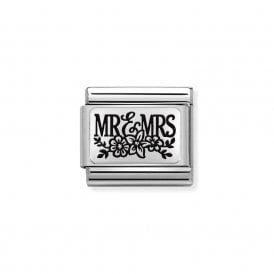 Composable Classic Link "Mr & Mrs With Flowers" Silver 330111-15