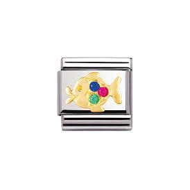 Composable Classic Link "Multi Coloured Fish" Gold 030306-11 