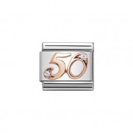 Composable Classic Link "Number 50" Rose Gold & CZ 430315/50