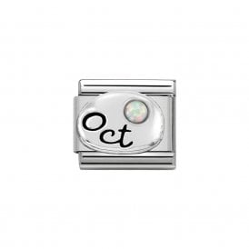 Composable Classic Link "October" Silver & White Opal 330505-10