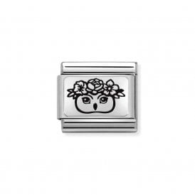 Composable Classic Link "Owl With Flowers" Silver 330111-30 