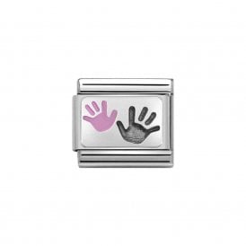Composable Classic Link "Parent and Child Hands Pink" Silver 330208/42 