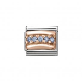 Composable Classic Link "Pave Blue" Rose Gold CZ 430304-05