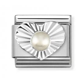 Composable Classic Link "Pearl Heart" Silver 330508/13