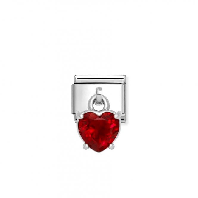 Nomination Composable Classic Link Pendant Heart Cut Stone Red 331812/13
