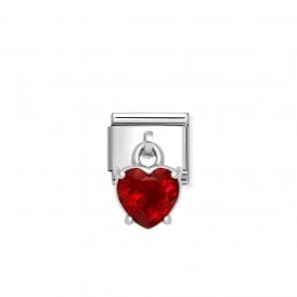 Composable Classic Link Pendant Heart Cut Stone Red 331812/13