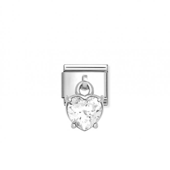 Nomination Composable Classic Link Pendant Heart Cut Stone White 331812/12