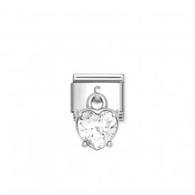 Composable Classic Link Pendant Heart Cut Stone White 331812/12
