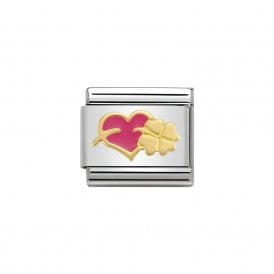 Composable Classic Link "Pink Clover Heart" Gold 030283-16