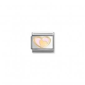 Composable Classic Link Pink Heart-Gold Heart 030283/30