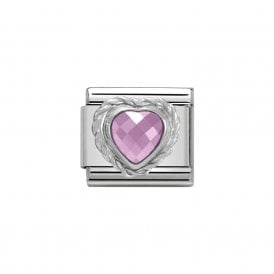 Composable Classic Link Pink Heart Silver & CZ 330603/003