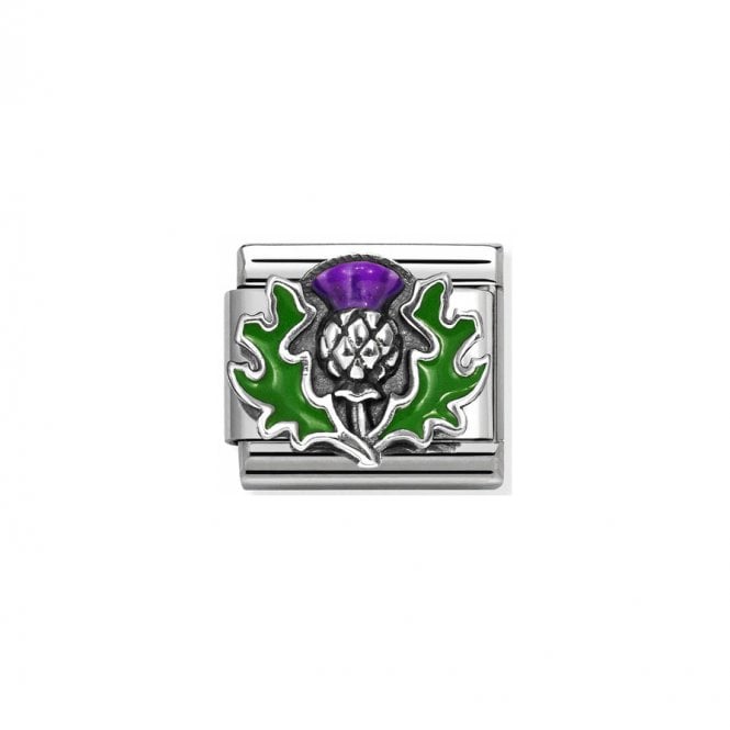 Nomination Composable Classic Link Purple Thistle with Green Enamel 330204/43